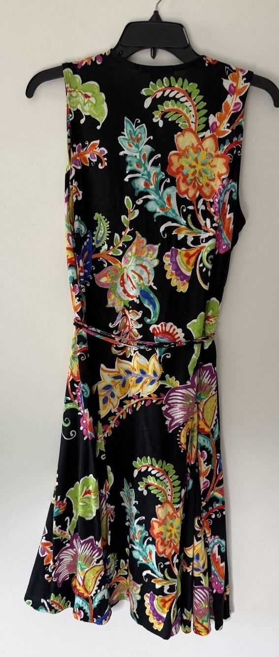 Lauren Ralph Lauren Sleeveless Dress Womens M Medium Black Paisley Floral Cotton